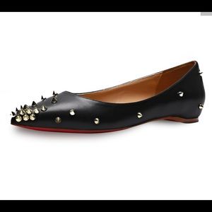Like New Gold black leather Studded Black Flats